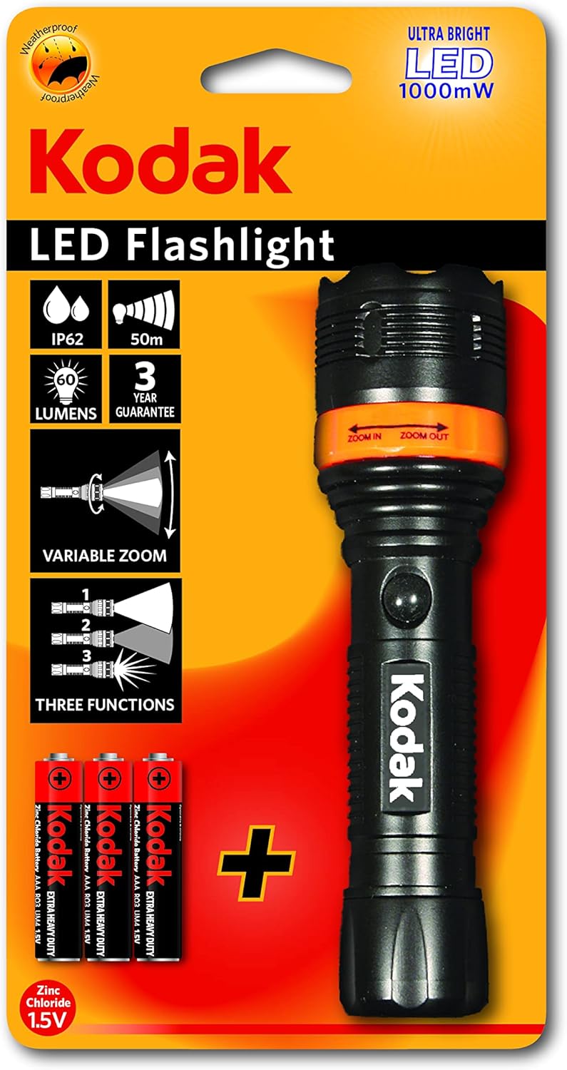 KODAK Flashlight Variable Range led Black Download Images ×Product customization GO PRO Gallery images Reviews images Variations images Regular Price (original price)_ Sale Price (not man (1) KODAK Flashlight Variable Range led - Image 1